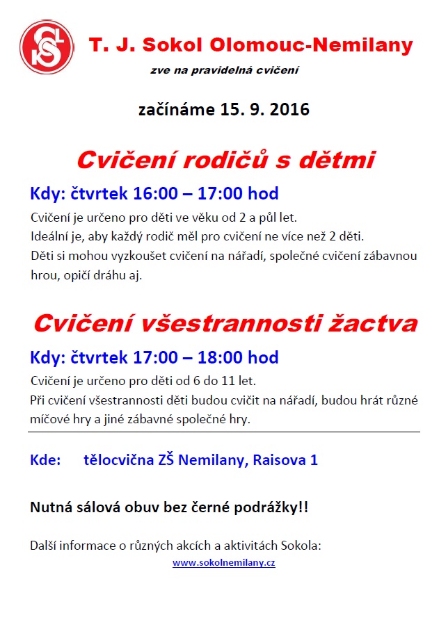 cvičení dětí 2016
